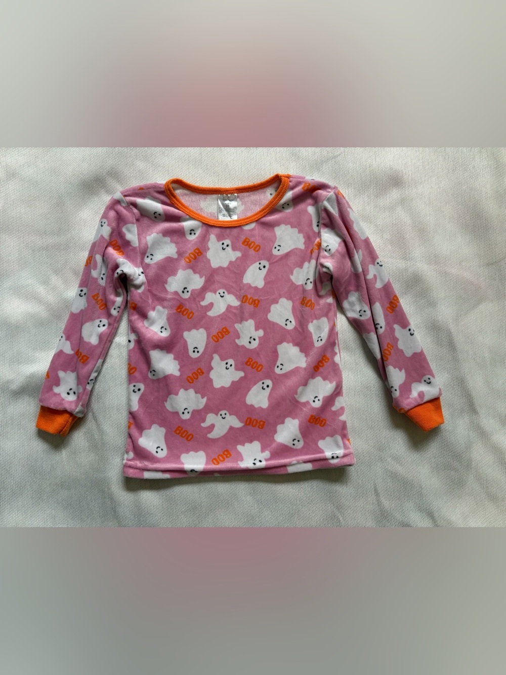 Modern Kids Girls Pink Ghost Halloween Pajama Top 3T